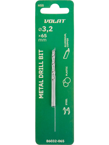 Сверло по металлу ц/х 3.2х36х65 мм HSS ВОЛАТ