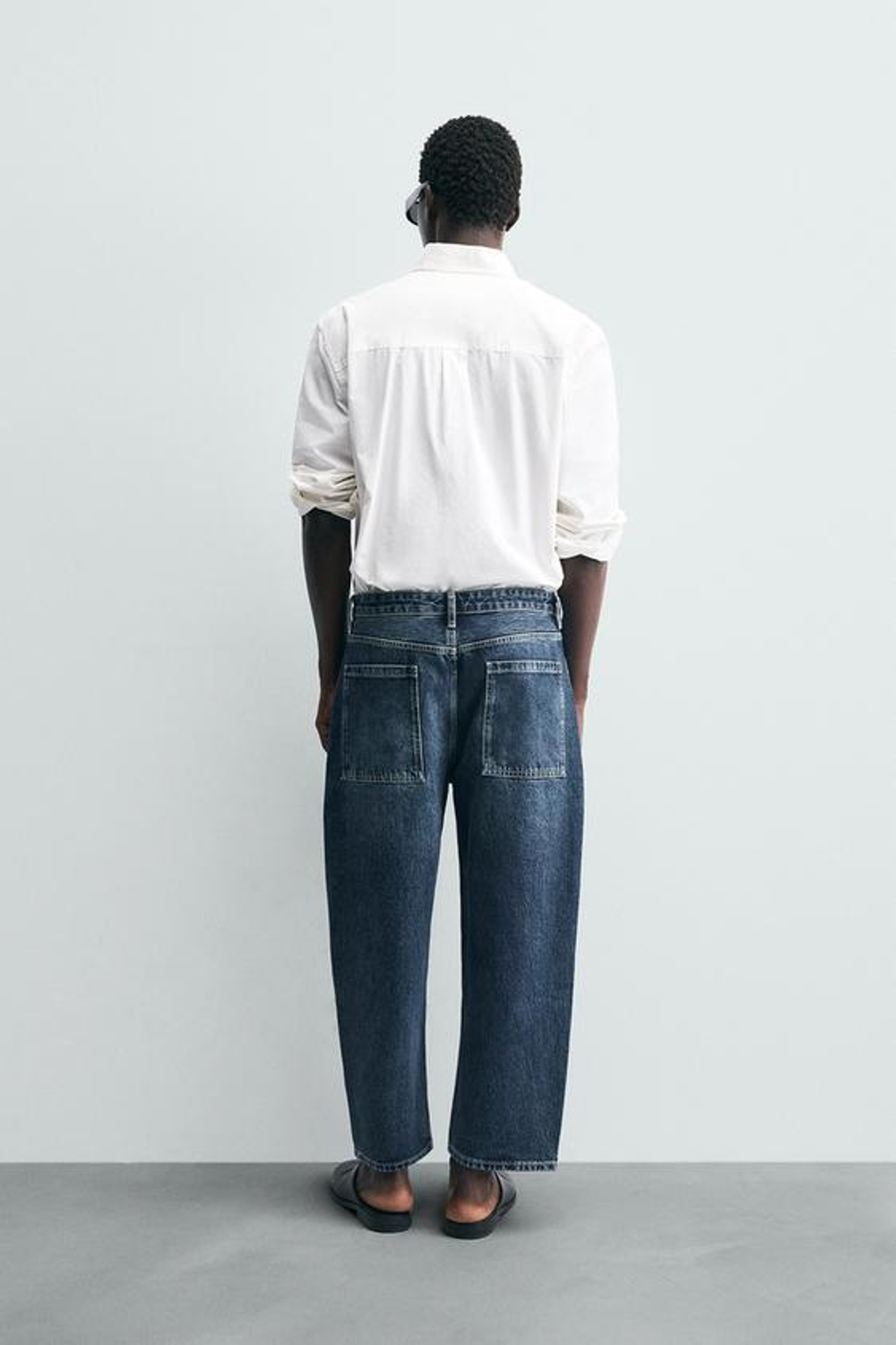 ZARA ДЖИНСЫ TAPERED WIDE FIT, СИНИЙ