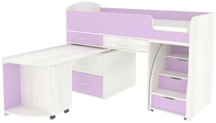 Кровать-чердак КарИВи Малыш 6 Белое Дерево Ирис