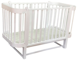 Детская кроватка Кедр Adele продольный маятник 3 в 1 белый/белый