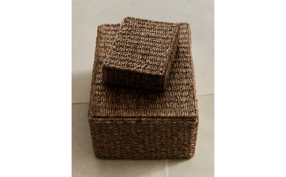 Zara Home Корзина из морской травы, цвет коричневый, 30 см