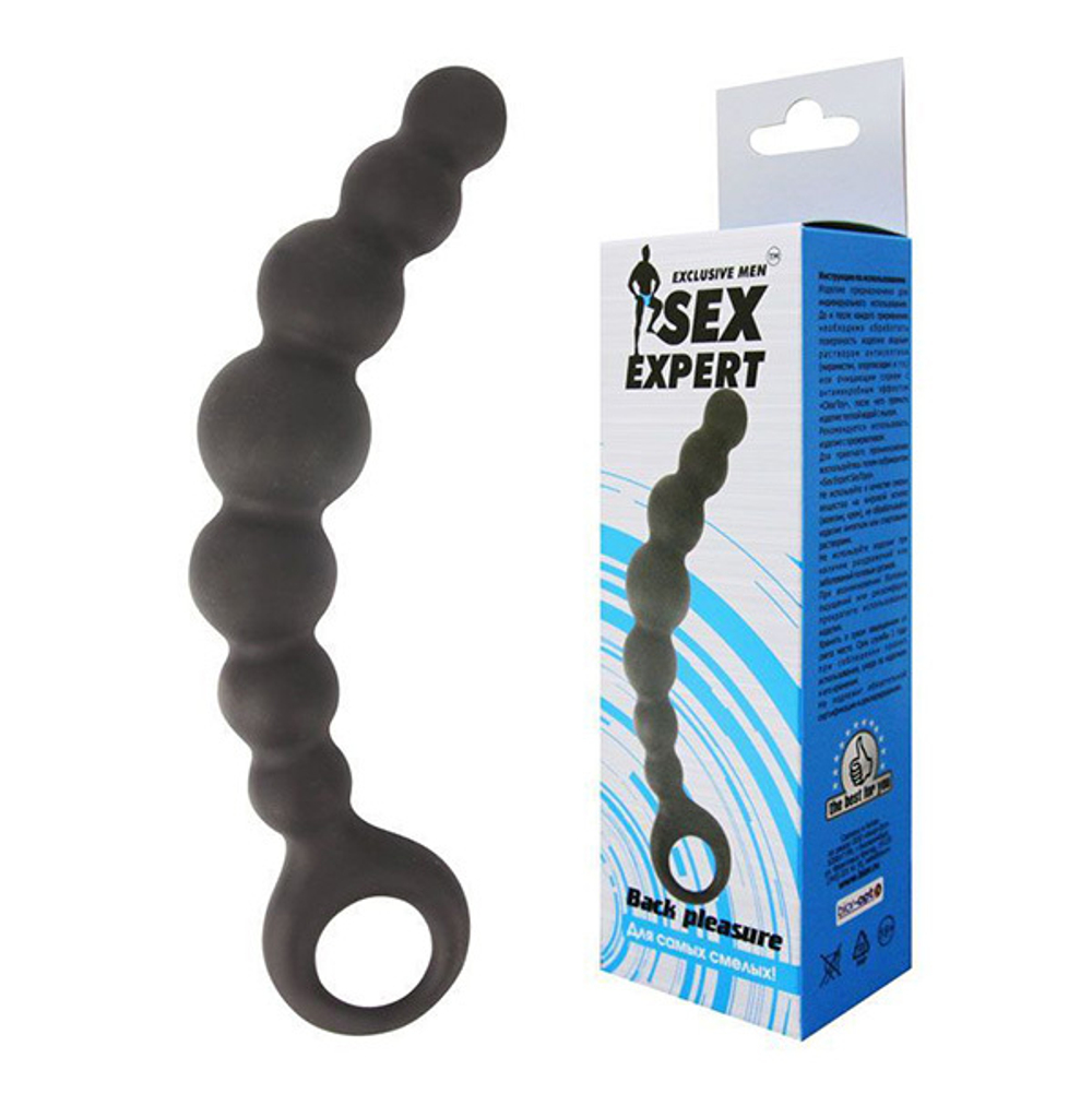 Чёрная анальная цепочка 15см Bior Toys Sex Expert SEM-55033