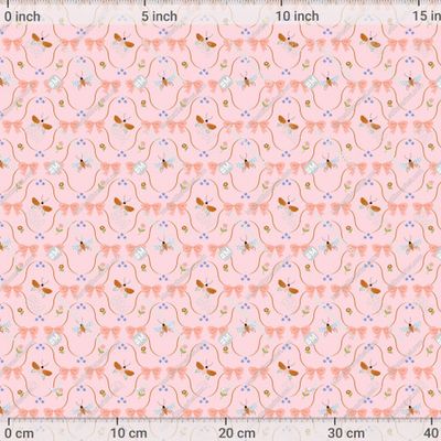 Нежный узор с бабочками, цветами и бантиками на розовом фоне by  Арт студия Анастасии Никитиной - NastyaArtNi 682 DPI