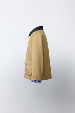 ZARA КУРТКА С КОНТРАСТНЫМ ВОРОТНИКОМ, РЫЖЕВАТО-КОРИЧНЕВЫЙ