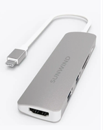 Док-станция для ноутбуков Sunwind SW-DS029-S, для ASUS, HDMI/USB/SD, серебристый/белый