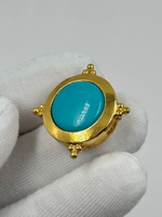 Накладка на пуговицу с голубой вставкой