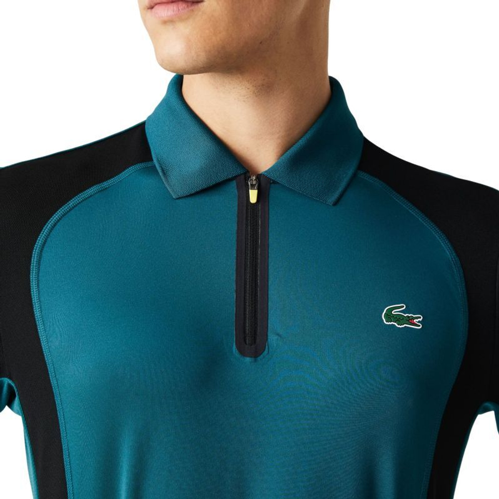 Мужское теннисное поло Lacoste SPORT Tennis Zip Polo - green/black