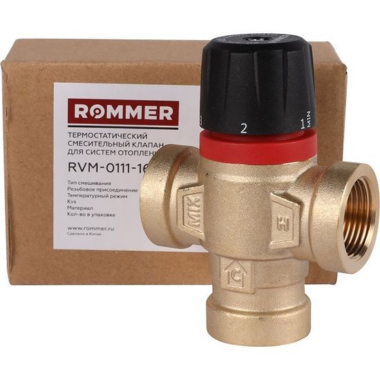 Термостатический клапан Rommer 1" НР 35-60°С, kv 2,5, боковое смешивание (RVM-0232-256025)