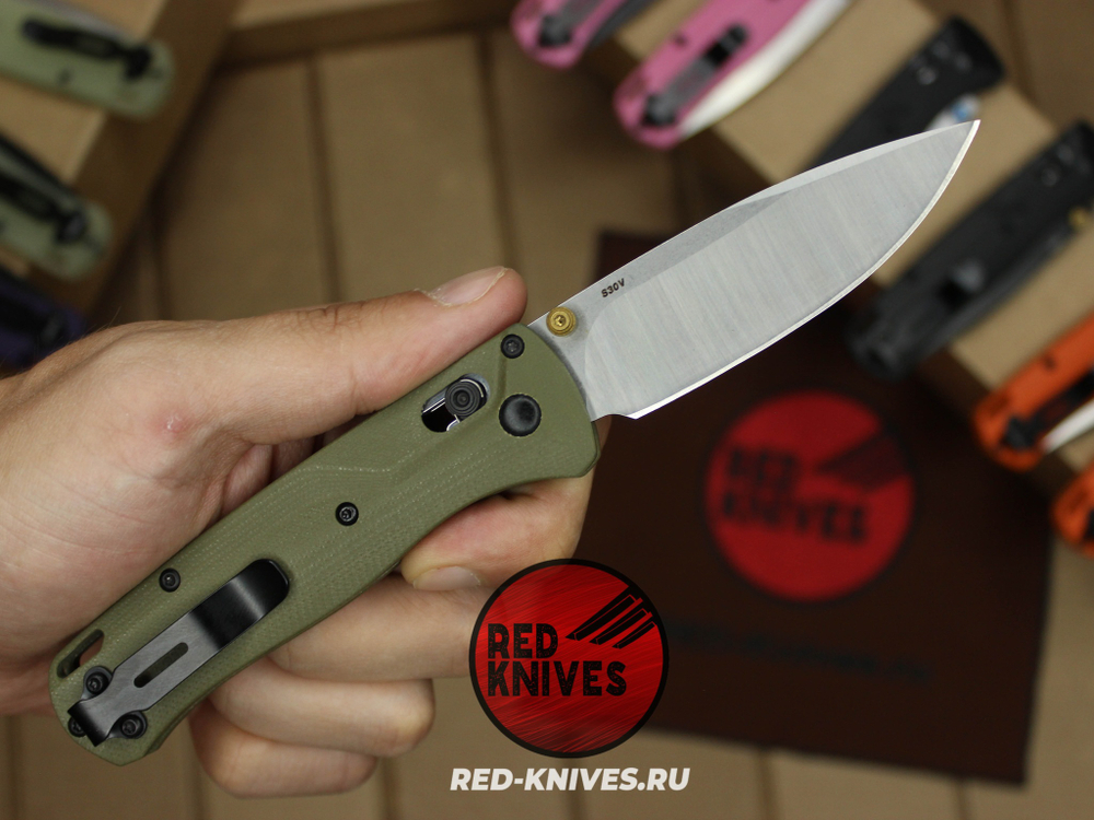 Нож Benchmade 535 Bugout G10 A+++ - зеленая рук., сатин клинок RK/Н45