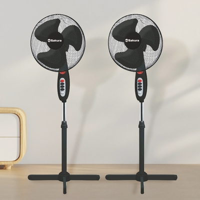 Вентилятор (набор 2шт) напольный SA-12BK (черный с серым)