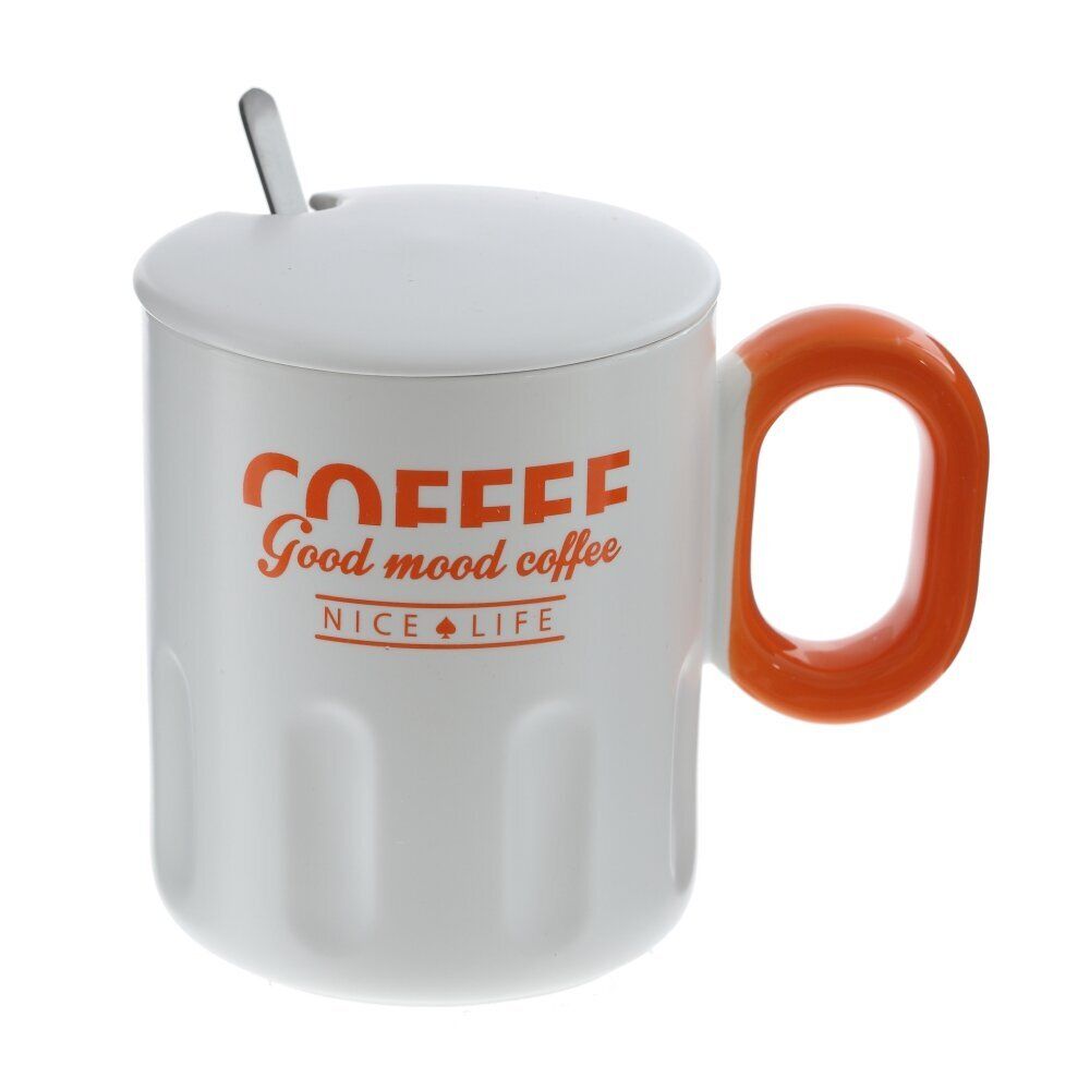 GAEM Кружка с крышкой и ложкой, 350 мл, L13 W9 H11 см, 4в.