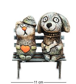 КоКо Шамель KK-689 Фигурка «Кот и пес на скамейке» шамот