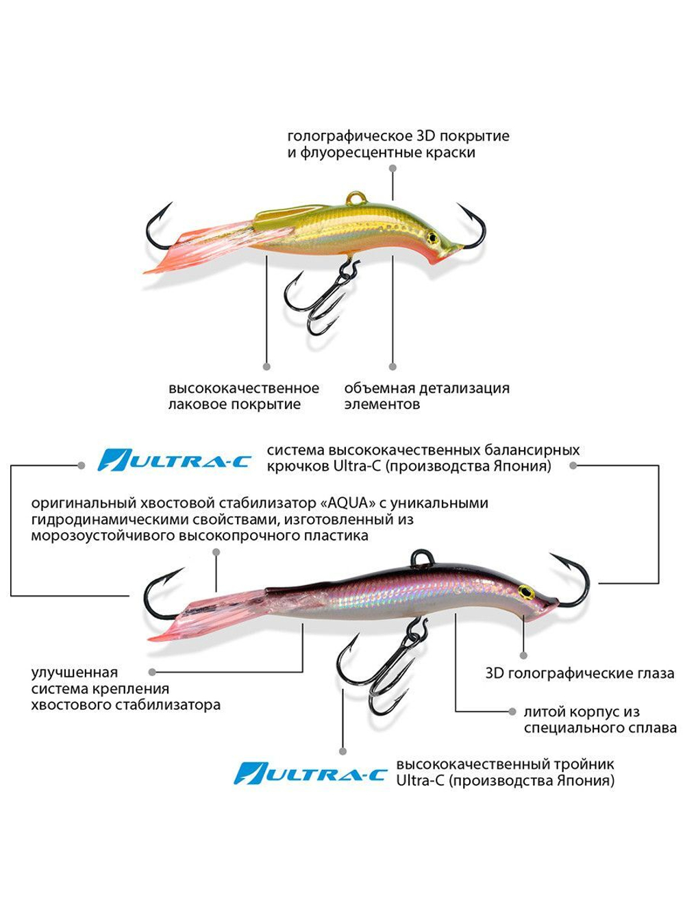 Балансир МИНОГА-7 76mm 102 (оранжевая спинка), 1 штука 20 г