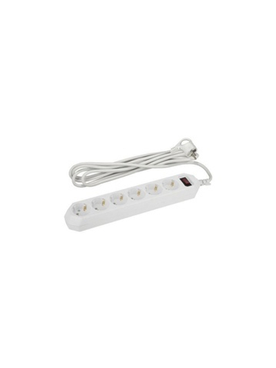 Удлинитель с сетевым фильтром 6х3м с заземл. 10А IP20 USF-6es-3m-W с выкл. с базов. защитой бел. Эра Б0037262