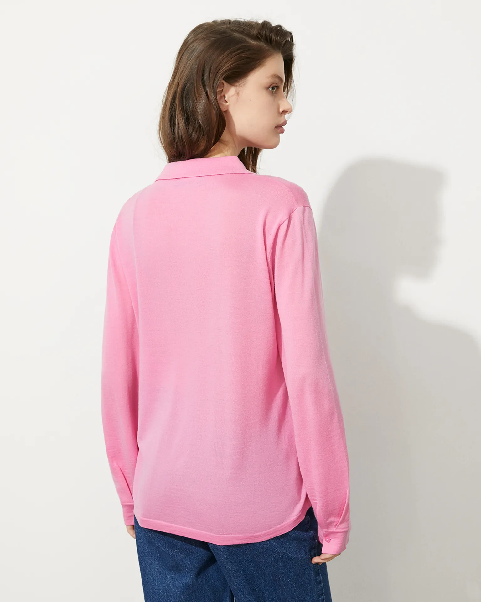 Рубашка из мерсеризованной шерсти розового цвета