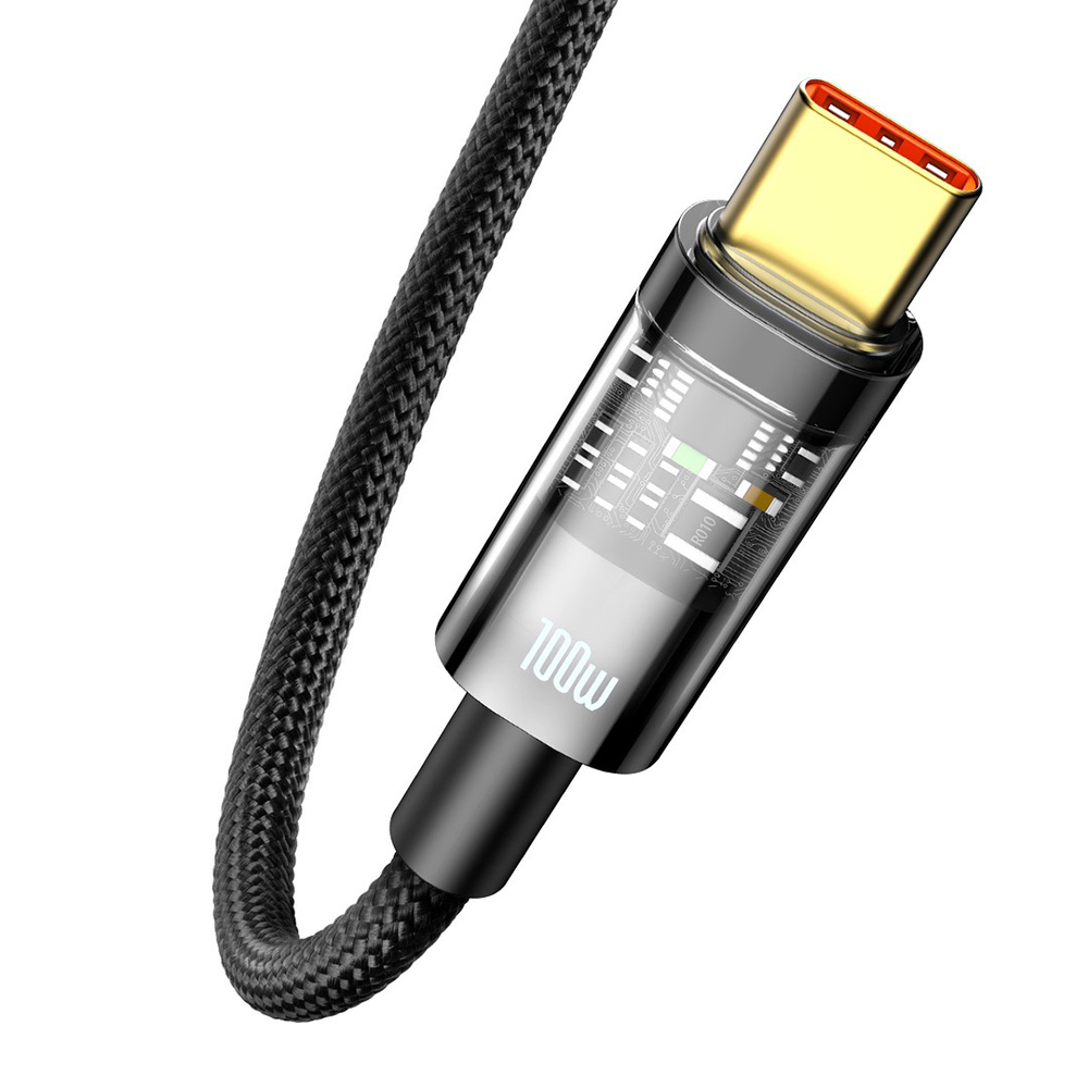 Type-C Кабель Baseus Explorer Series Auto Power-Off Fast Charging Data Cable USB to Type-C 100W - Black