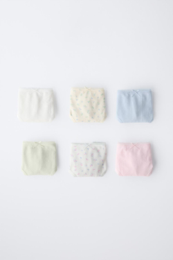 ZARA НАБОР ИЗ ШЕСТИ ТРУСОВ С ЦВЕТОЧНЫМ ПРИНТОМ, РАЗНОЦВЕТНЫЙ