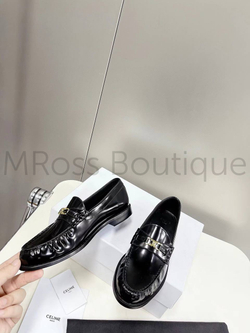 Женские лоферы Celine Luco кожаные в черном цвете