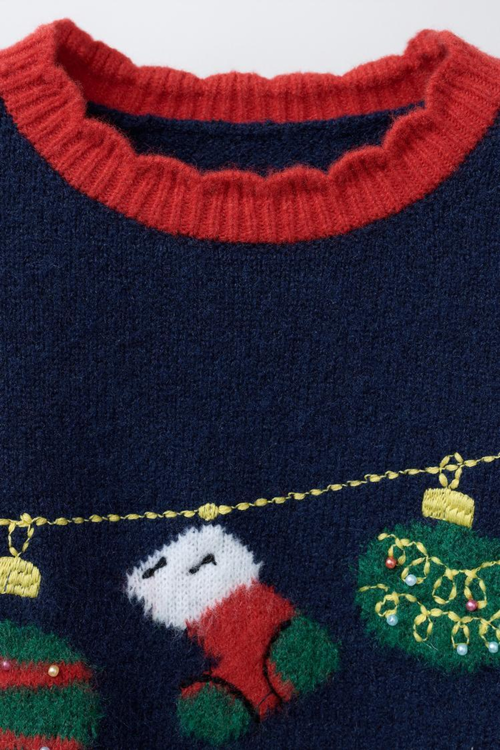 ZARA ДЖЕМПЕР С ВЯЗАНЫМ ПРИНТОМ «ГИРЛЯНДА», МОРСКОЙ СИНИЙ