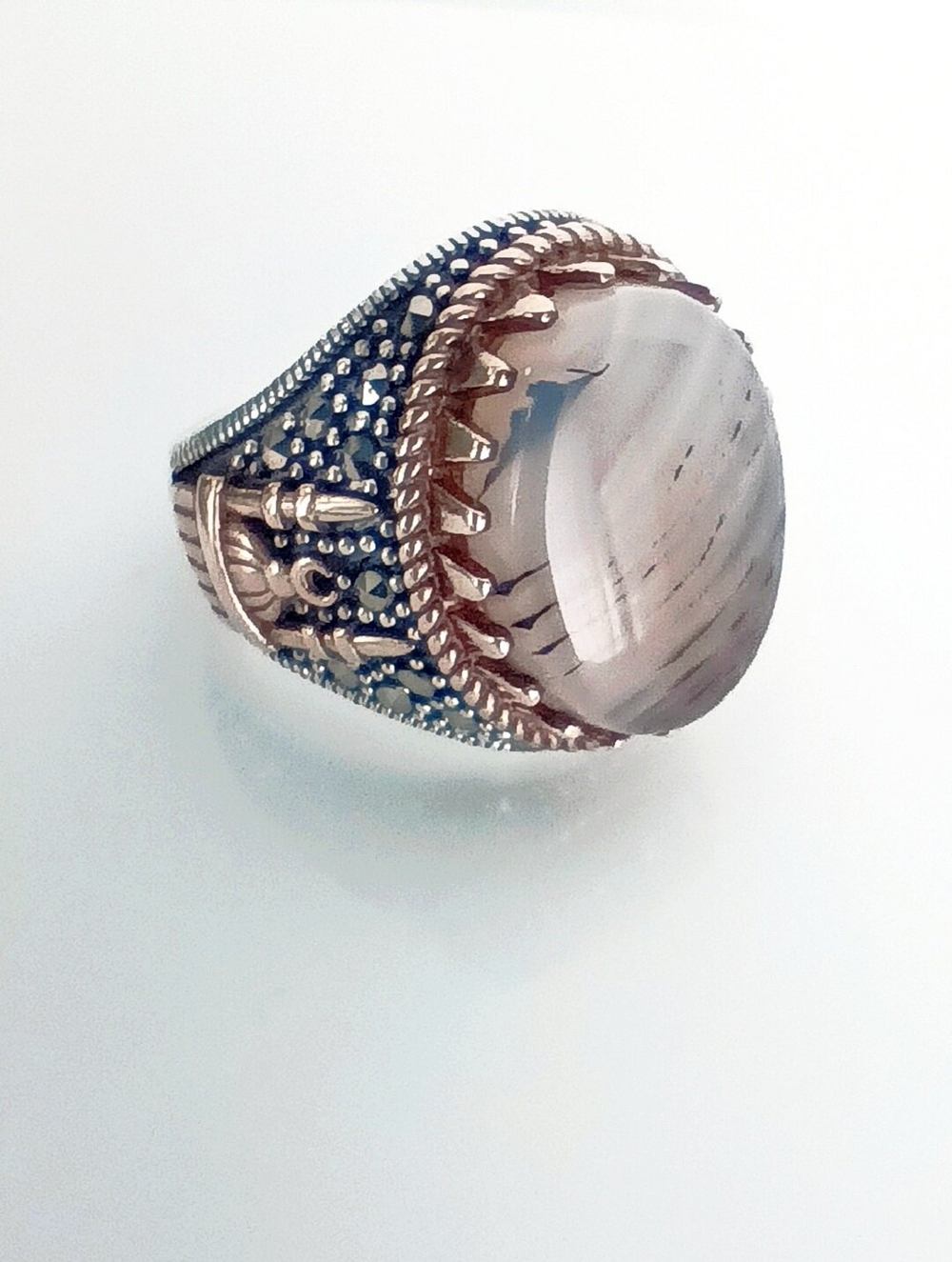 Кольцо Эстерелла, серебро 925 проба, агат, пирит/Ф