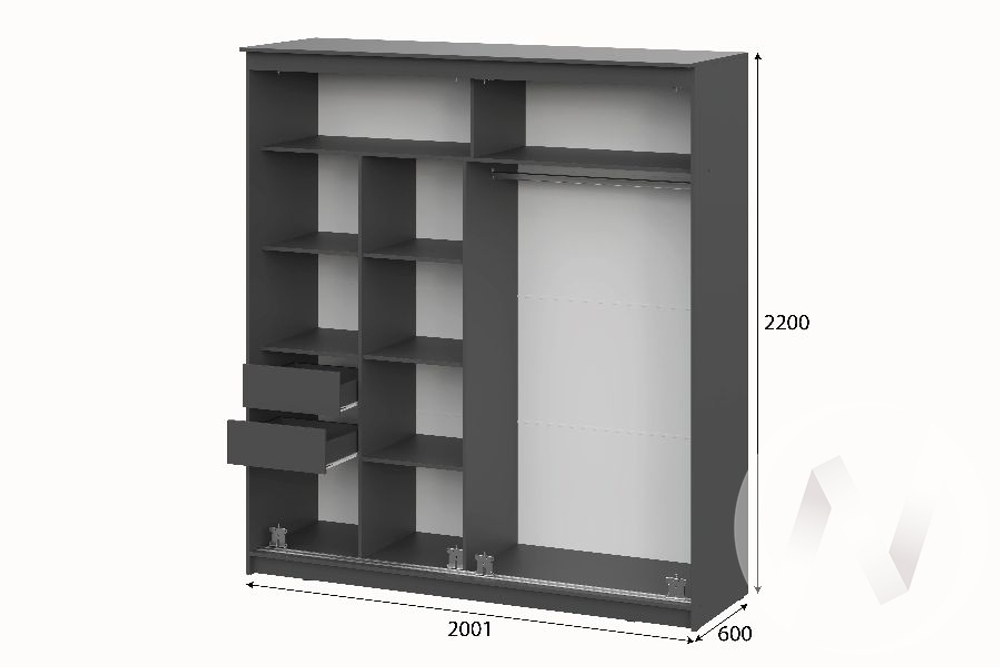 Шкаф-купе №25 2,0 Блэк ЛАЙТ