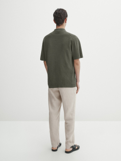 Massimo Dutti Вязаный кардиган с короткими рукавами и пуговицами, хаки