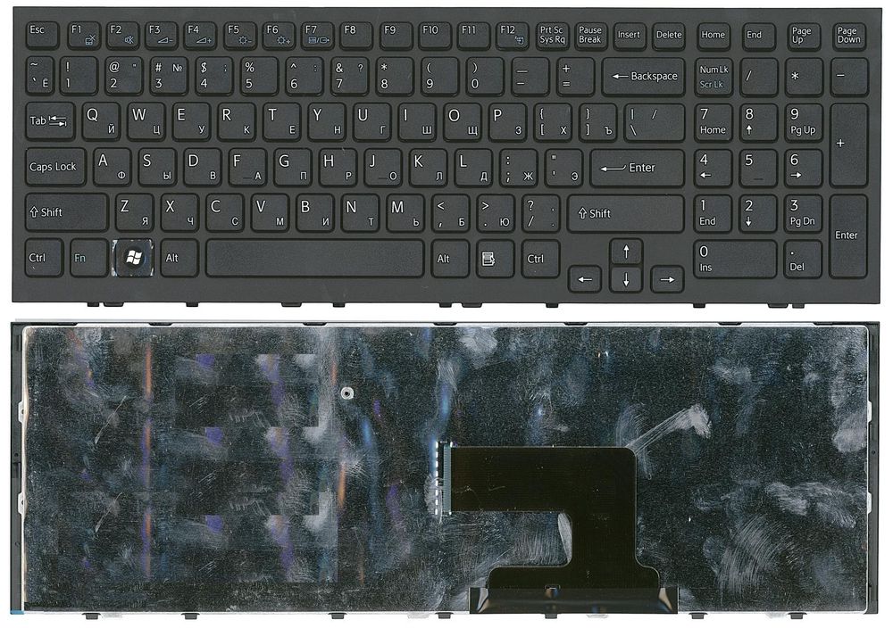 Клавиатура для ноутбука Sony Vaio VPC-EH Series (ЧЕРНАЯ, с РАМКОЙ)