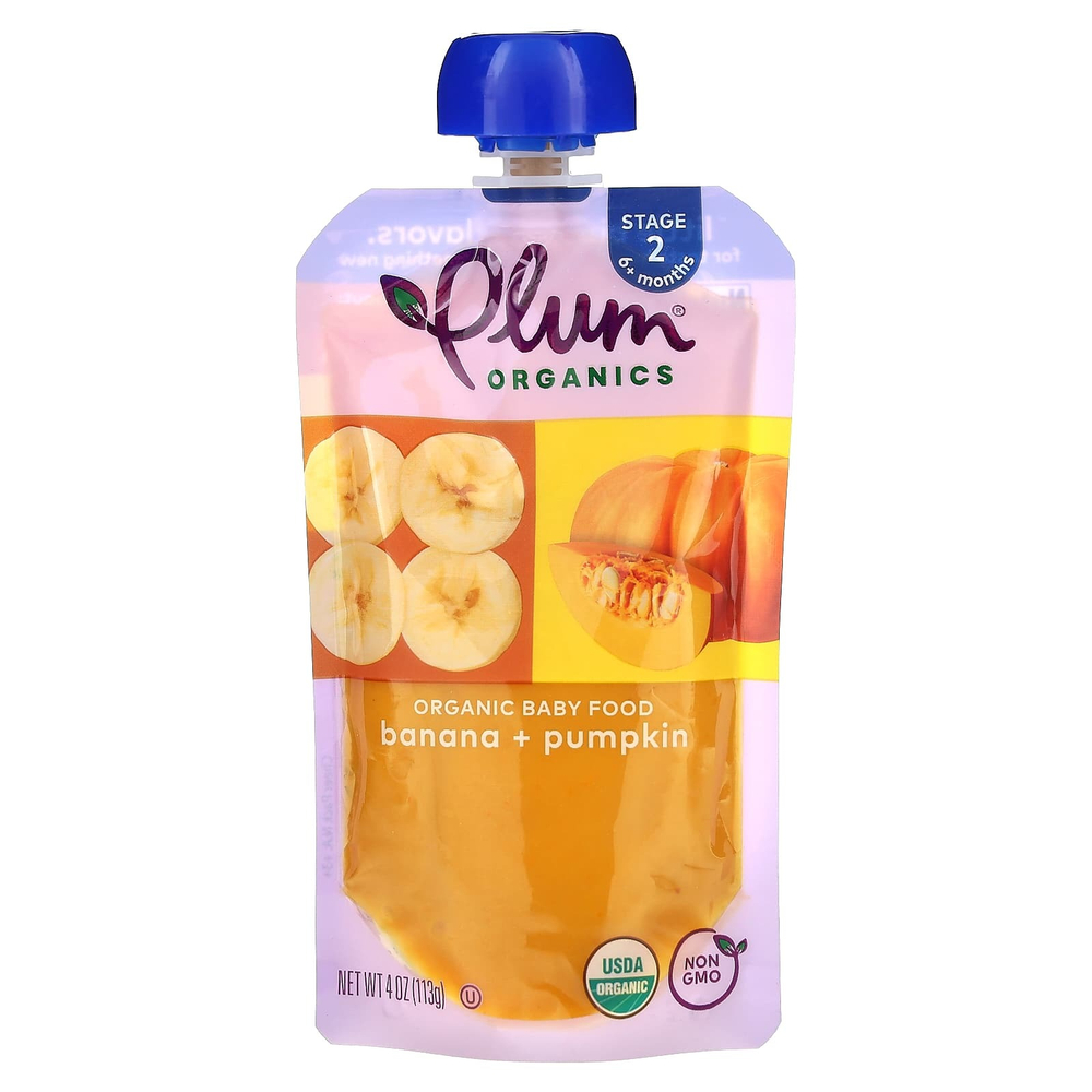 Plum Organics, органическое детское питание, от 6 месяцев, банан и тыква, 113 г (4 унции)
