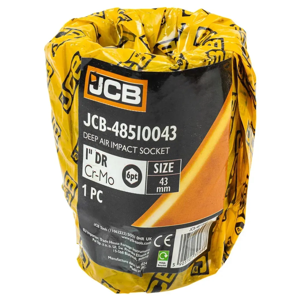 Головка ударная глубокая 1'', 43мм (6гр.) JCB JCB-48510043