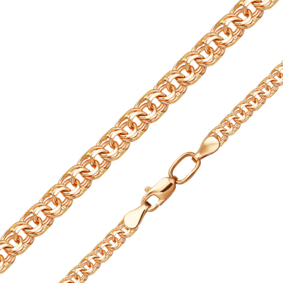 Цепь из красного золота с алмазной гранью (плетение «Бисмарк»)