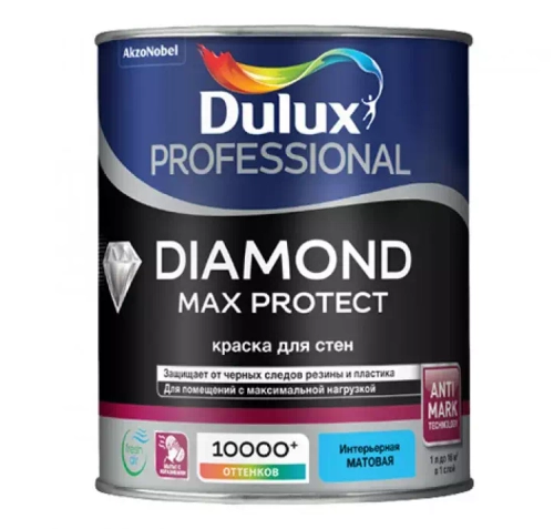 Краска для стен и потолков водно-дисперсионная Dulux Diamond Max Protect матовая база BC