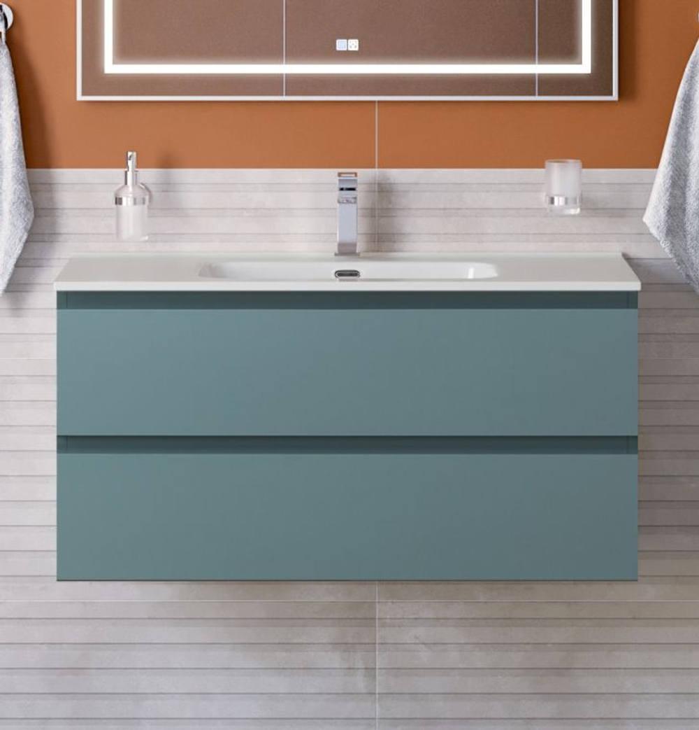 Тумба с раковиной подвесная BelBagno KRAFT-1000-2C-SO-AO Голубой матовый, раковина белая BB1000ETL