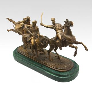 Скульптурная композиция "Дикая дивизия" (н/к змеевик)