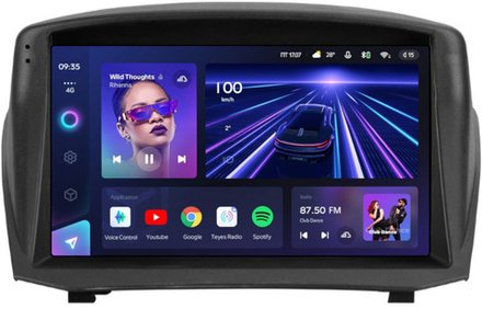 Магнитола для Ford Fiesta MK6 2008-2012 (красный БК, рамка тип 2) - Teyes CC3-2K на Android 10, 2K QLED, ТОП процессор, CarPlay, 4G SIM-слот