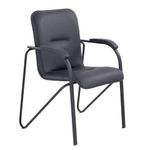 Кресло для приемных и переговорных BRABIX "Samba CF-107", черный каркас, кожзам черный, собранное, 533189