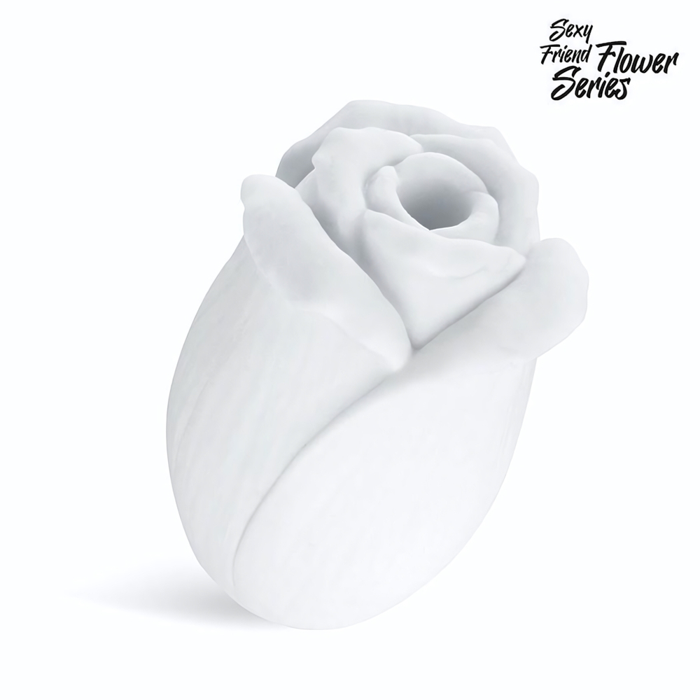 Белый нереалистичный мастурбатор в форме бутона цветка White Rose (Цвет: белый)