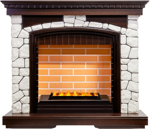 Каминокомплект Glasgow - Темный дуб/Белый (Высота 1080 мм) с очагом Cassette 400 LNH-INT PS (без дров)