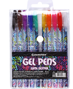 Набор ручек гель 10цв. с блёстками, корпус с рисунком (Darvish)