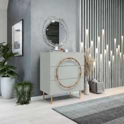 Комод Арт Колор matte Стайл Голд с 3 ящиками Серый дым матовый