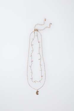 ZARA НАБОР ИЗ ДВУХ ЦЕПОЧЕК С ПОДВЕСКОЙ, ЗОЛОТИСТЫЙ