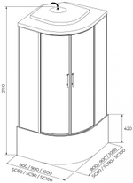 Душевая кабина IVA SC80CT 800*800*2150 высокий  поддон, тонированое стекло