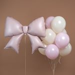 Шар (39''/99 см) Фигура, Бант, Розовый, Сатин, 1 шт. в уп.