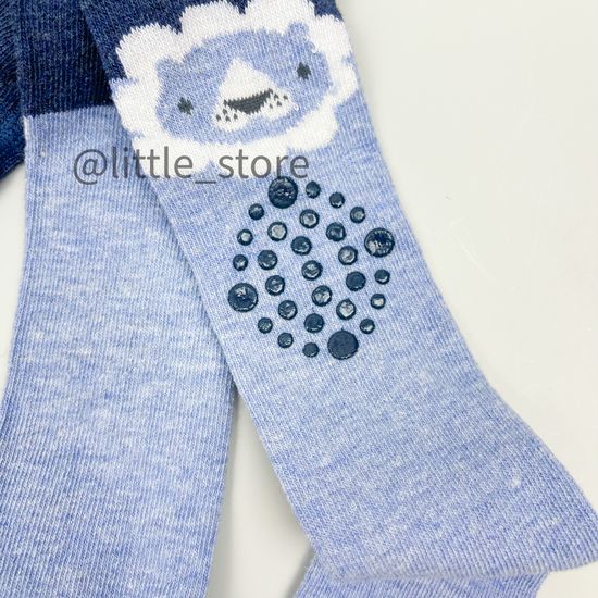 Колготки хлопковые со стоперами на коленях, Синий меланж