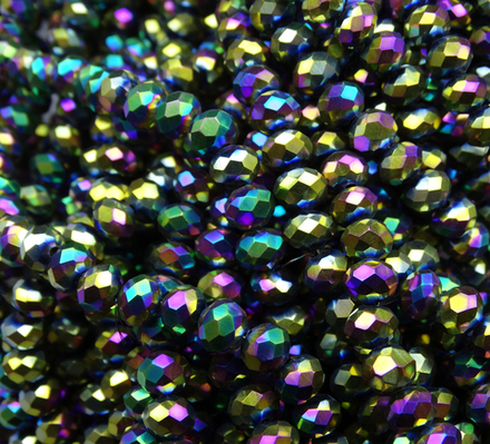 БЛ008НН46 Хрустальные бусины "рондель", цвет: разноцветный металлик, 4х6 мм, кол-во: 58-60 шт.