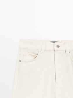 Massimo Dutti Джинсы с высокой посадкой и широкими штанинами, натуральный, кремовый