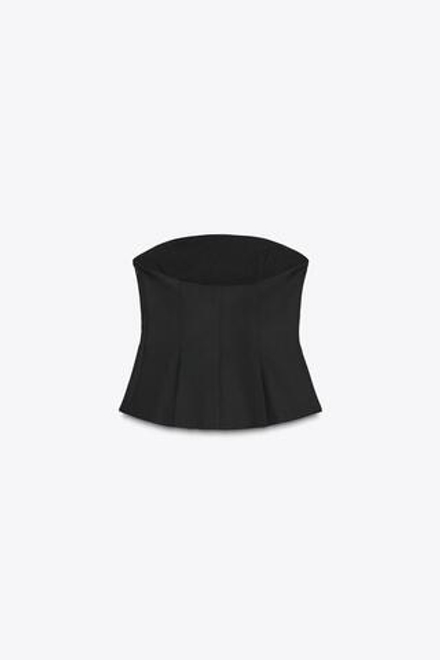 ZARA ТОП С ОТКРЫТЫМИ ПЛЕЧАМИ И БАСКОЙ, ЧЕРНЫЙ