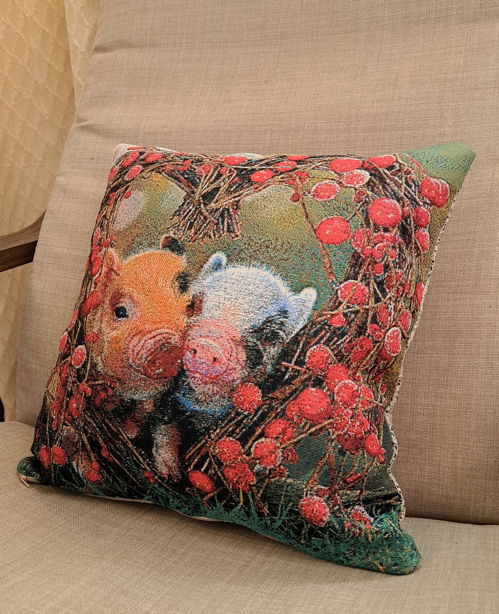 Декоративный гобеленовый чехол для интерьерной подушки Парочка 38*38