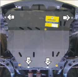 Защита картера Двигателя, КПП. 2 мм, Сталь. для Mazda MPV 1999-2006 MOTODOR.01119