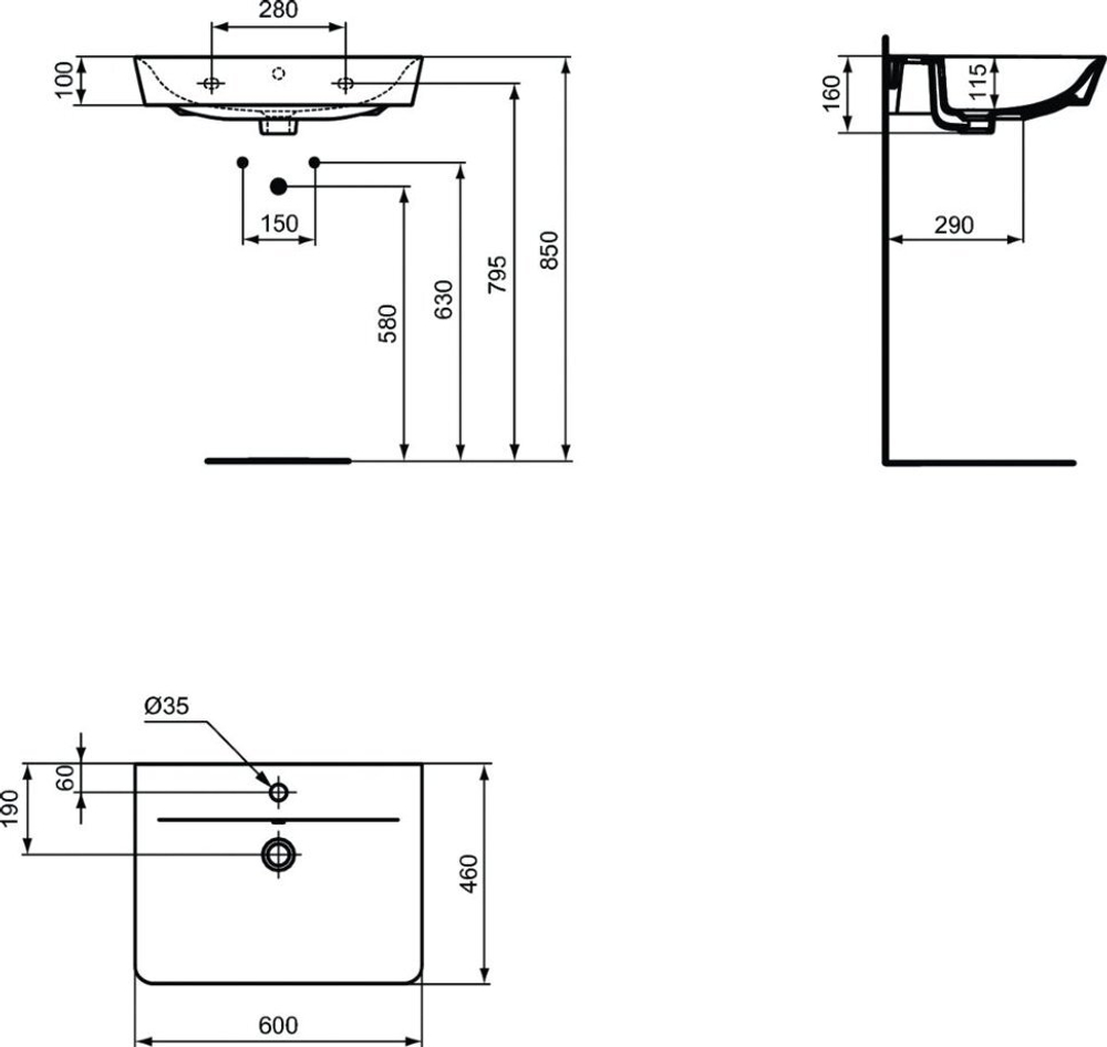 Умывальник 60 см Ideal Standard CONNECT AIR E0298V3