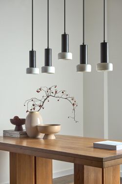 Светильник подвесной каскадный Fungus, Ø15х25 см, 5 плафонов, белый/черный